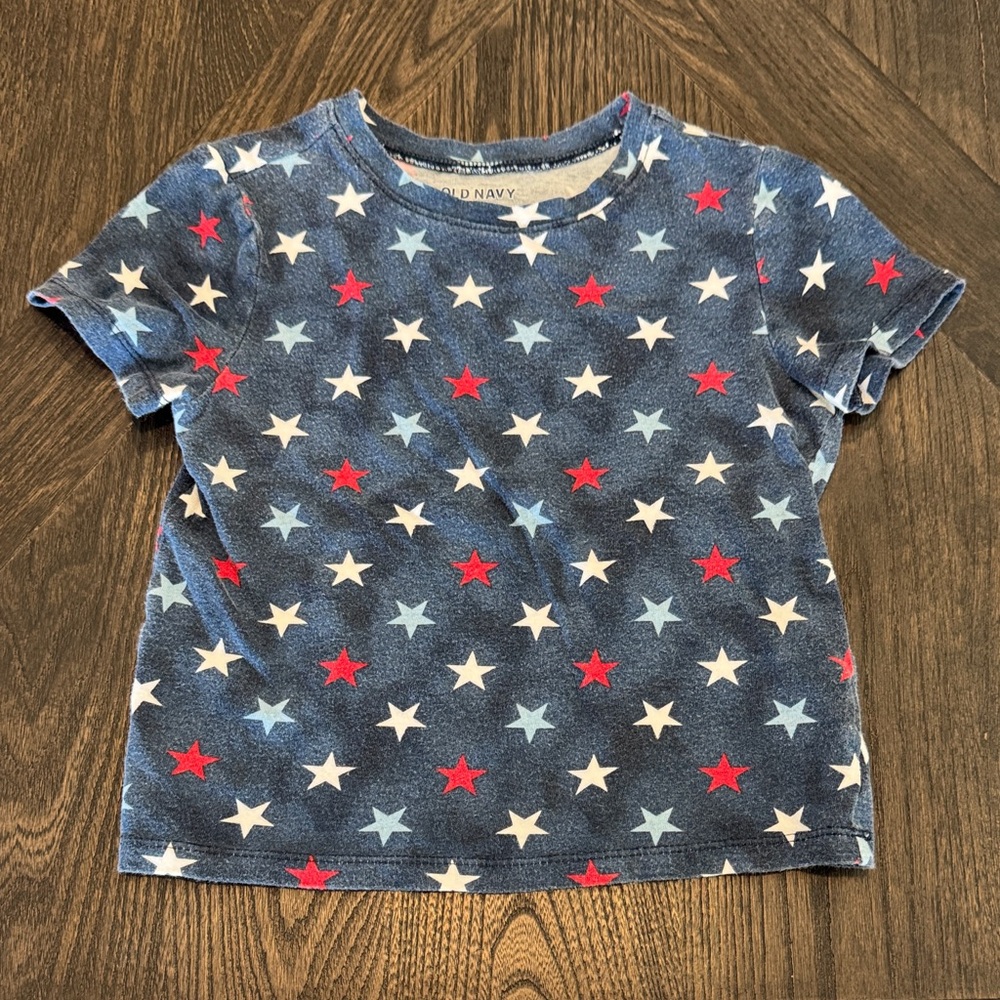Old Navy Kids Starry Tee Blue Red and White